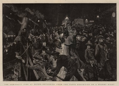 El muelle del Almirantazgo en Dover, regresando de la Exposición de París en una noche tormentosa de Charles J. Staniland
